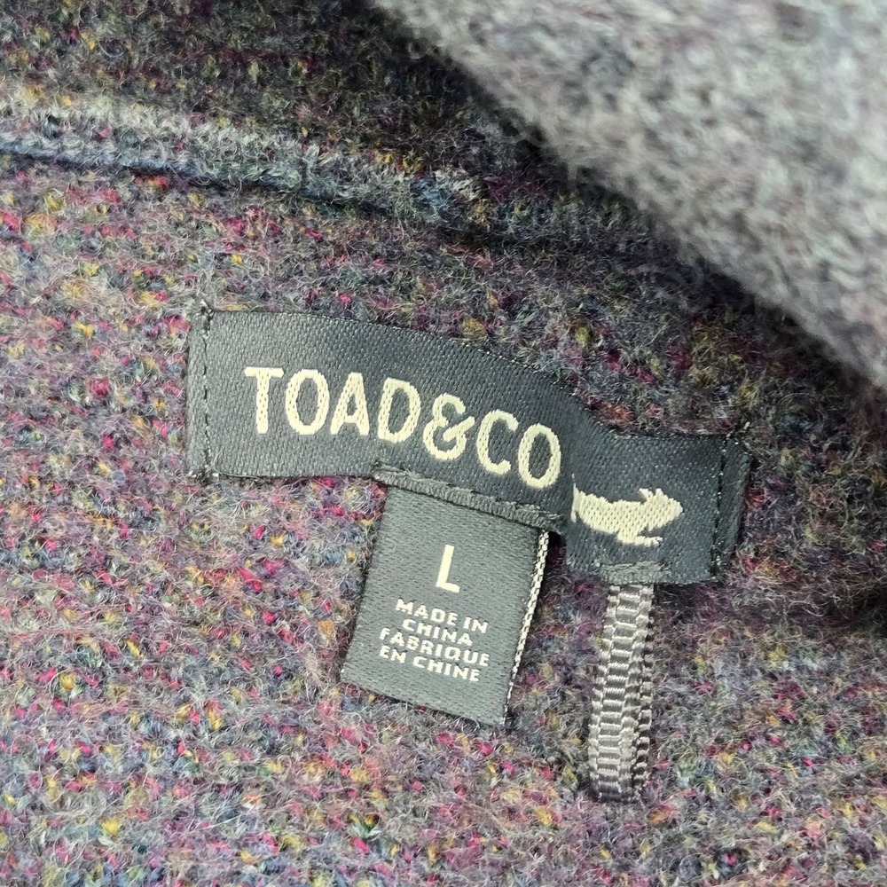 Toad&Co Coatigan Womens L Multicolor Hooded Tweed Overcoat Open Pockets - Picture 7 of 7